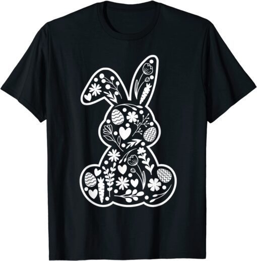 Cute Bunny Rabbit Easter Eggs Floral Happy Easter Day 2022 Classic Shirt