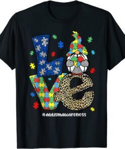 Cute Gnome Love Heart Puzzle Autism Awareness Tee Shirt