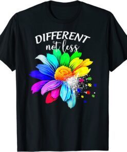 Different Not Less, Sunflower Autism Puzzle Awareness Month Tee Shirt