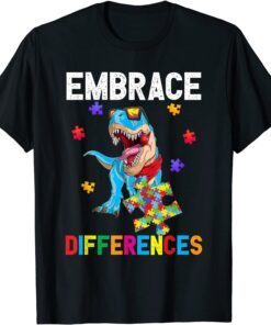 Dinosaur Puzzle Piece Autism Awareness Tee Shirt