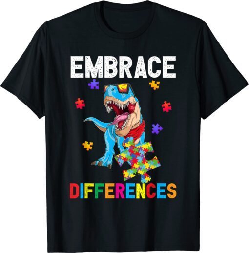 Dinosaur Puzzle Piece Autism Awareness Tee Shirt