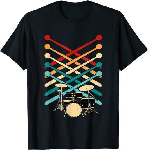 Drums Retro Drumsticks Drummer Tee Shirt