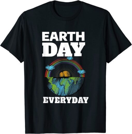 Earth Day Everyday Rainbow Teacher Retro Cute Earth Day Tee Shirt