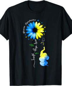 Faith Hope Love Awareness Down's Syndrome, the Blue Elephant Tee Shirt