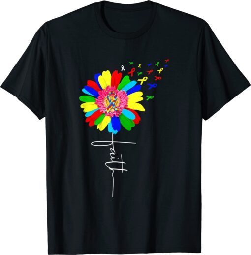 Faith shirt Autism Autistic Autism Awareness Flower Tee Shirt