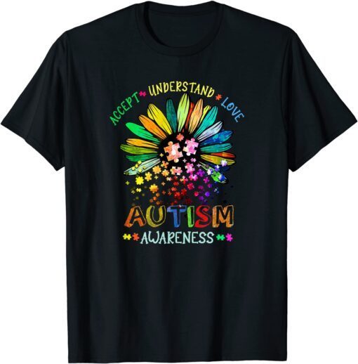 Floral Autism Awareness Daisy Flower Tee Shirt