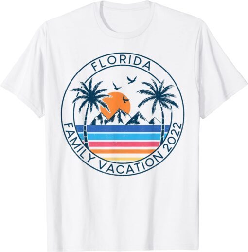 Florida Family Vacation 2022 Beach Palm Tree Summer Tropical Tee Shirt