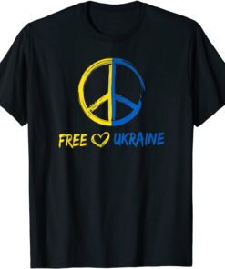 Free Ukraine Peace Sign Ukrainian Flag Peace Ukraine T-Shirt