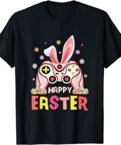 Happy Easter Day Video Game Controller Bunny Gamer Tee Shirt