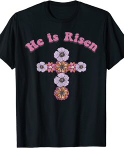 Happy Easter Leopard He Is Risen Floral Easter Christian Tee Shirt