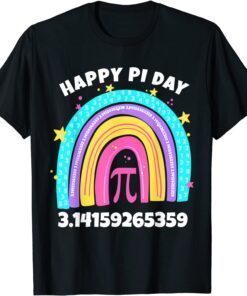 Happy Pi Day Mathematic Math Teacher Leopard Rainbow Tee Shirt