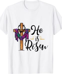 He Is Risen Cross Jesus Religious Easter Christian T-Shirt