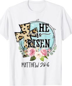 He is Risen Jesus Christian Happy Easter Floral Wreath Women Classic Shirt