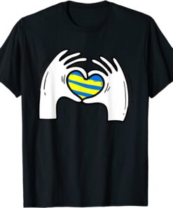 Heart Hands Stand with Ukraine Flag, Peace & Love Tee Shirt