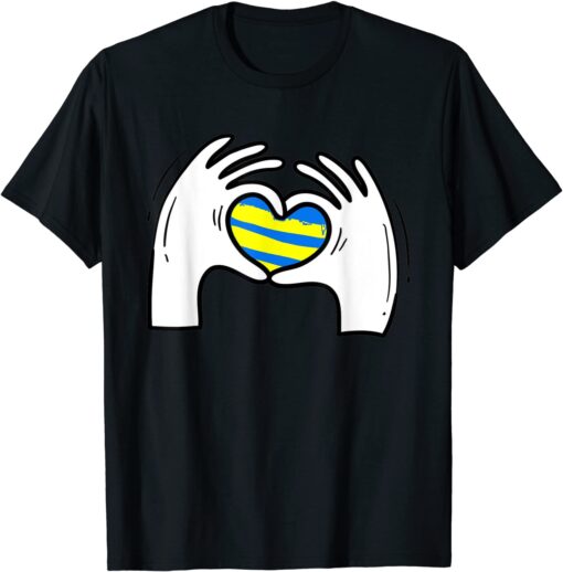 Heart Hands Stand with Ukraine Flag, Peace & Love Tee Shirt