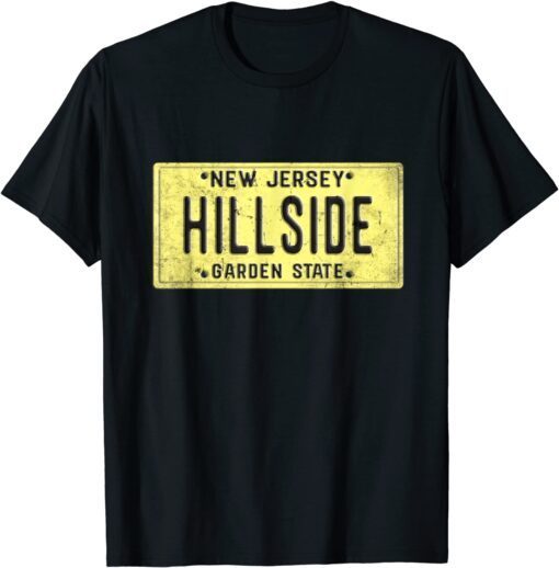 Hillside NJ Hometown retro New Jersey license plate Tee Shirt