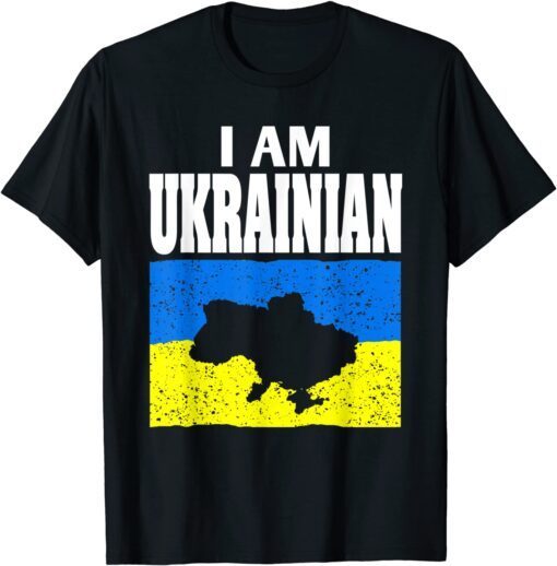 I Am Ukrainian Stand with Ukraine Support and Pride Flag Peace Ukraine T-Shirt