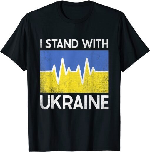 I Stand With Ukraine Flag Heart Ukrainian Love Support Peace Ukraine T-Shirt