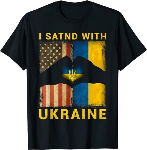 I Stand With Ukraine Heart Flag Free Ukraine T-Shirt