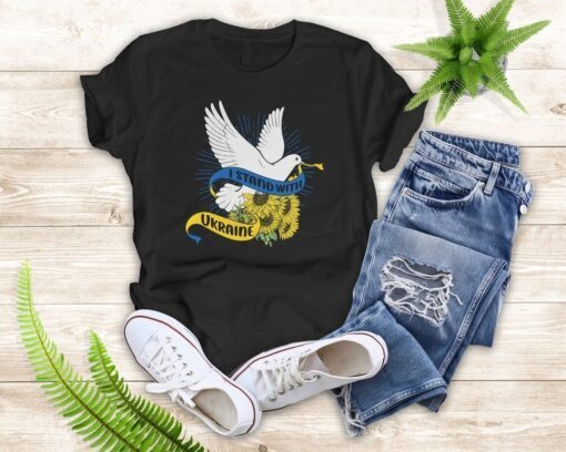 I Stand With Ukraine Support Ukraine Peace Dove And Sunflowers Peace Ukraine shirt