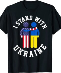 I Stand With Ukraine Ukrainian American Flag Freedom Love Ukraine T-Shirt
