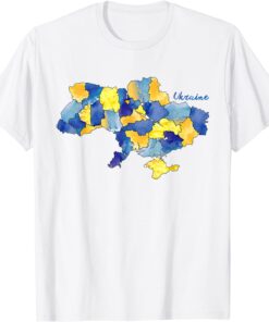 I Stand With Ukraine Ukrainian Map Watercolor Peace Ukraine T-Shirt