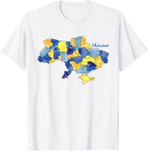 I Stand With Ukraine Ukrainian Map Watercolor Peace Ukraine T-Shirt