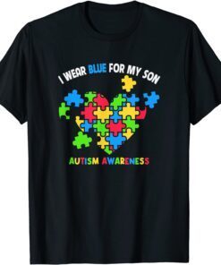 I Wear Blue For My Son Autism Awareness Month Tee Shirt