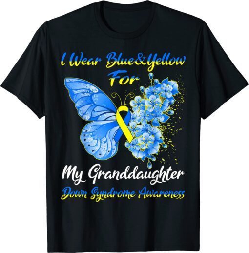 I Wear Blue & Yellow For My Granddaughter Down Syndrome Peace Ukraine T-Shirt