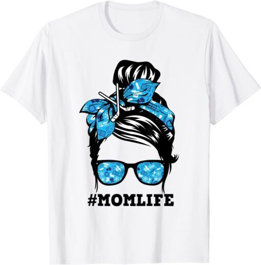 Ice Hockey Bandana Sunglasses Mom Life Mother Day Mama Tee Shirt