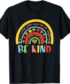 In A World Where You Can Be Anything Be Kind Autism Rainbow Tee Shirt