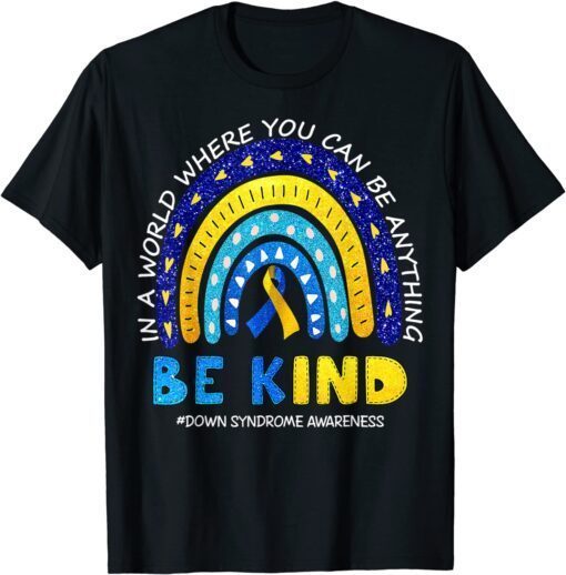 In October We Wear Blue And Yellow Down Syndrome Awareness Classic Shirt