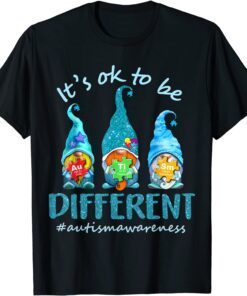 It's Ok To Be Different Autism Awareness Gnomes Tee Shirt