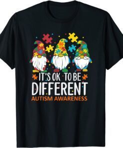 It's Ok To Be Different Autism Awareness Gnomies Colorful Tee Shirt