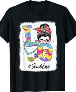 Love Scrub Life Messy Bun Easter Day Christians Tee Shirt