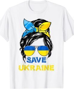 Messy Bun Hair Ukraine Ukrainian Flag Girl Save Ukraine Free Ukraine T-Shirt