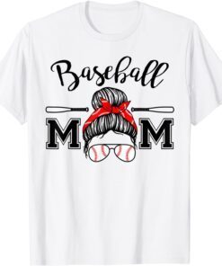 Messy Bun Softball Baseball Mom Mother's Day Tee Shirt