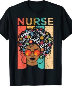 Nurse Black Woman Has Afro Hairstyle Black History Month Tee Shirt