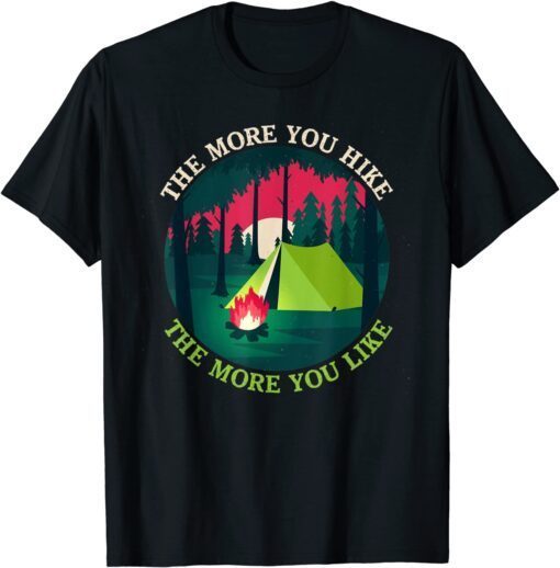 Outdoor Hiking Tent Graphic Camping In Mountains Or Nature Tee Shirt