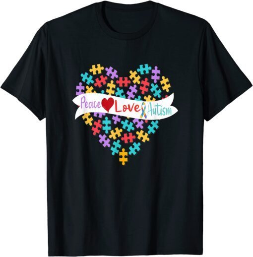 Peace Love Autism Awareness Toy Autism Puzzle Tee Shirt