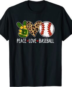 Peace Love Baseball Mom Leopard Print Cheetah Pattern Tee Shirt