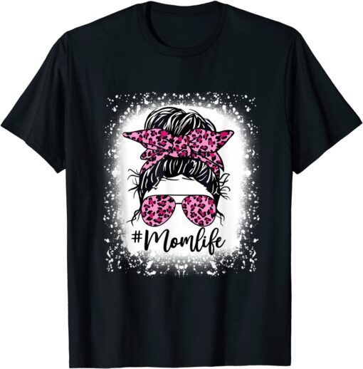 Pink Leopard Mom Life Hair Bandana Glasses Mother's Day Tee Shirt