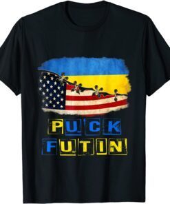 Stop Russian Puck Futin I Stand With Ukraine Ukrainian Flag, Free Ukraine T-Shirt