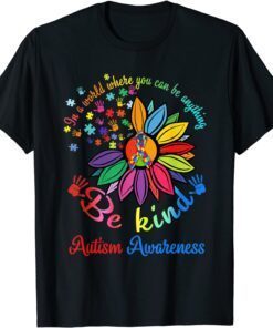 Puzzle Sunflower Be Kind Autism Awareness Mom Support Tee Shirt