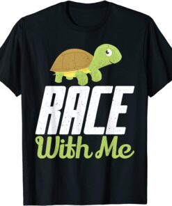 Race with me Turtle Marathon Runner Tee Shirt