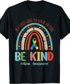 Rainbow Autism In A World Where You Can Be Anything Be Kind Tee Shirt