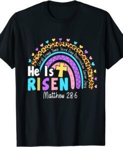 Rainbow Easter Trendy He Is Risen Matthew 28 6 Christian Tee Shirt