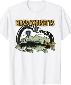 Retro Carabiner Massachusetts Fishing Tee Shirt