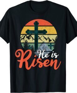 Retro God Jesus He Risen Christian 2022 Happy Easter Sunday Tee Shirt