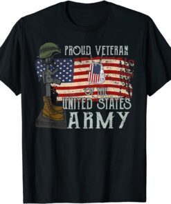 Retro Proud Veteran Of The United States Army Pride US Flag Tee Shirt